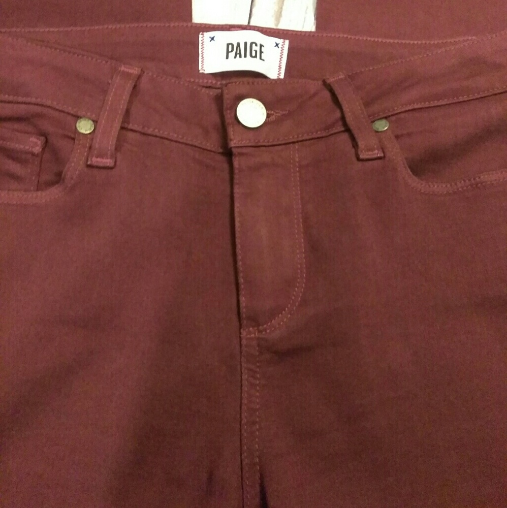 💰SOLD💰Paige Burgundy Wine Verdugo Ultra Skinny - Picture 4 of 6